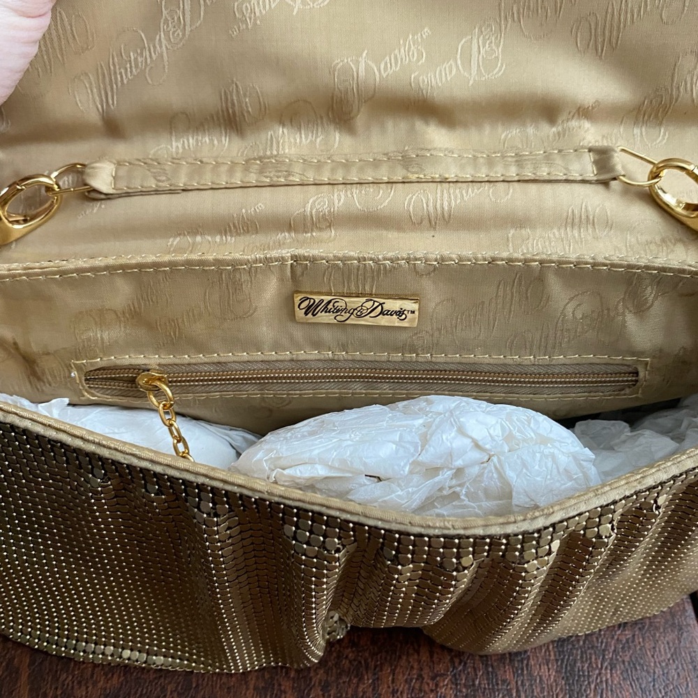 Vintage Whiting & Davis gold mesh and snakeskin evening handbag - Picture 4 of 5
